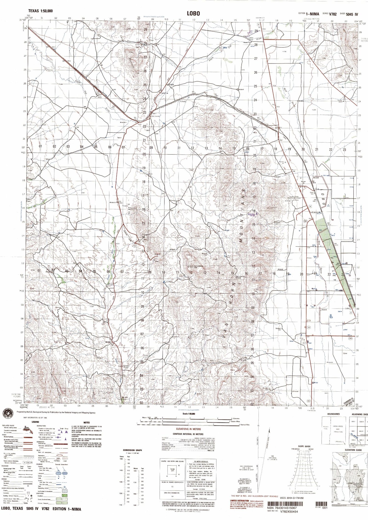 Lobo Texas Military 1:50,000 Map