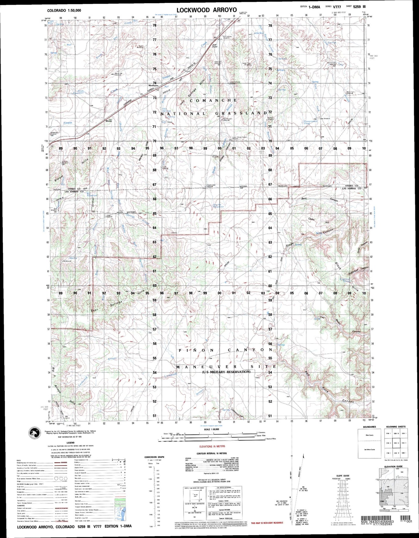 Lockwood Arroyo Colorado Military 1:50,000 Map