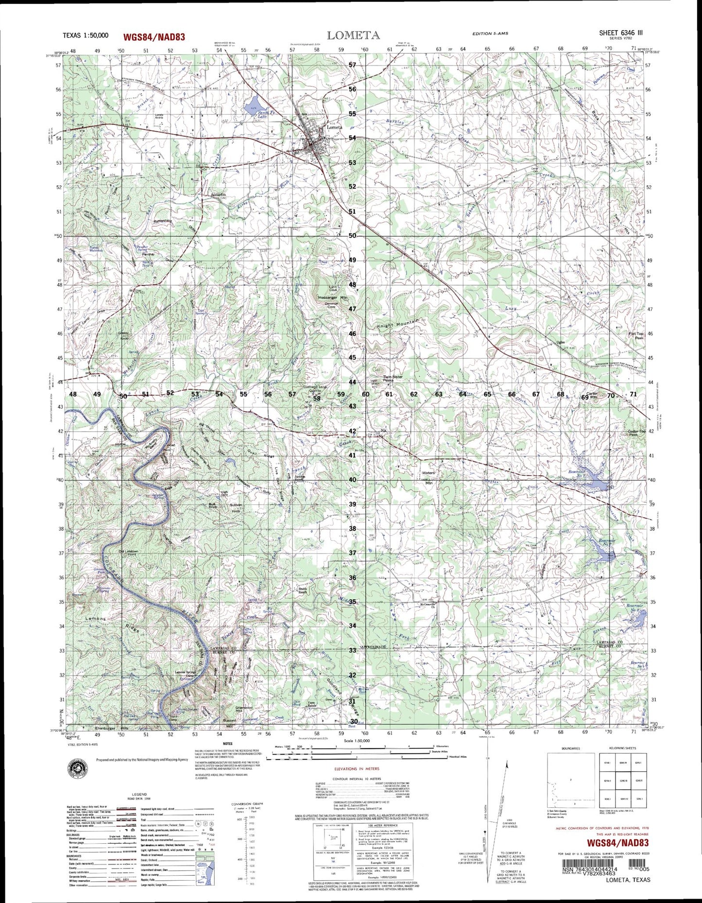 Lometa Texas Military 1:50,000 Map