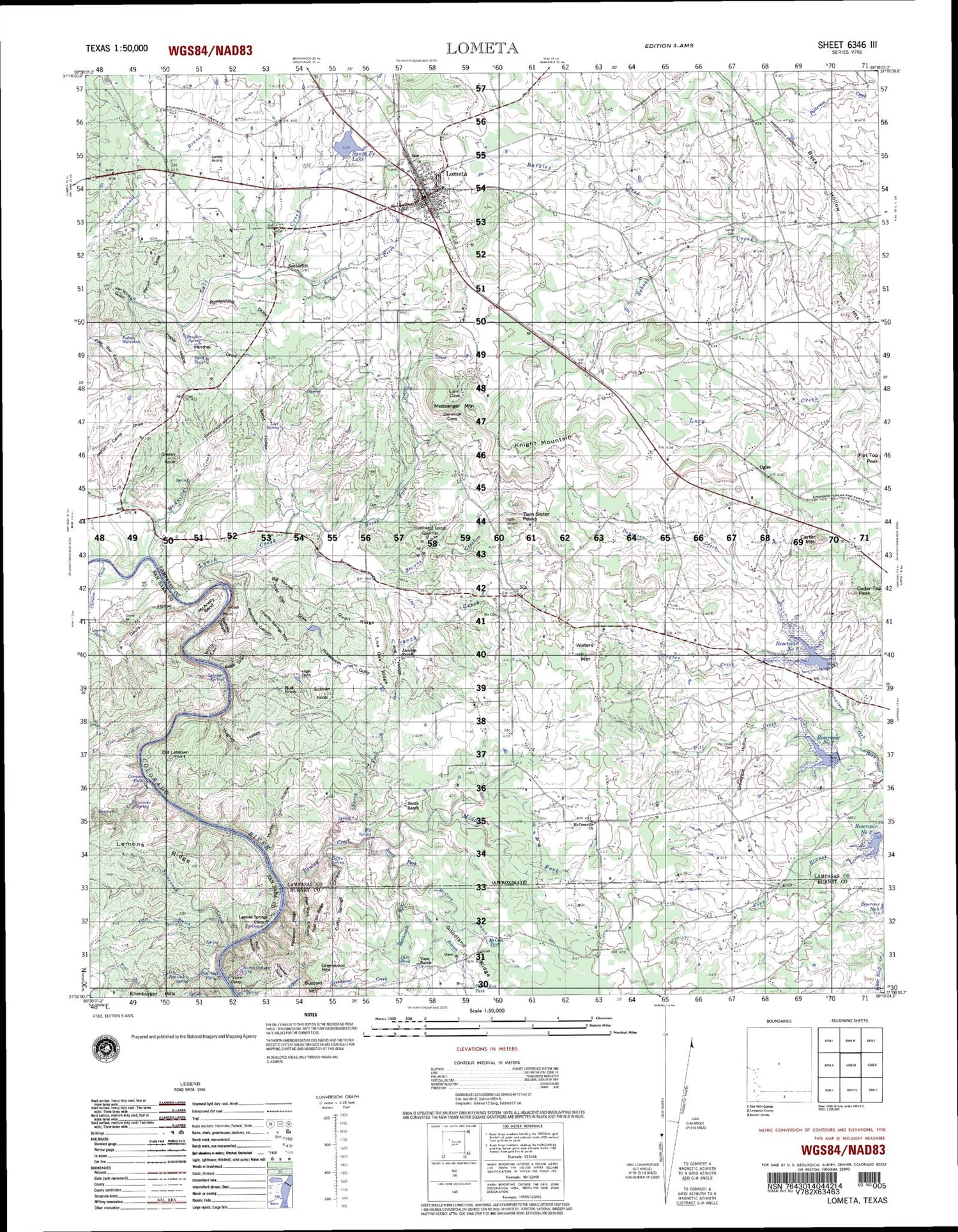 Lometa Texas Military 1:50,000 Map