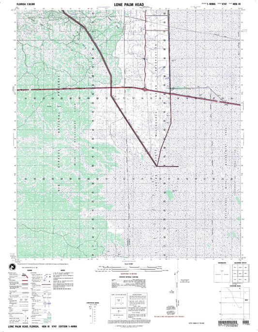 Lone Palm Head Florida Military 1:50,000 Map