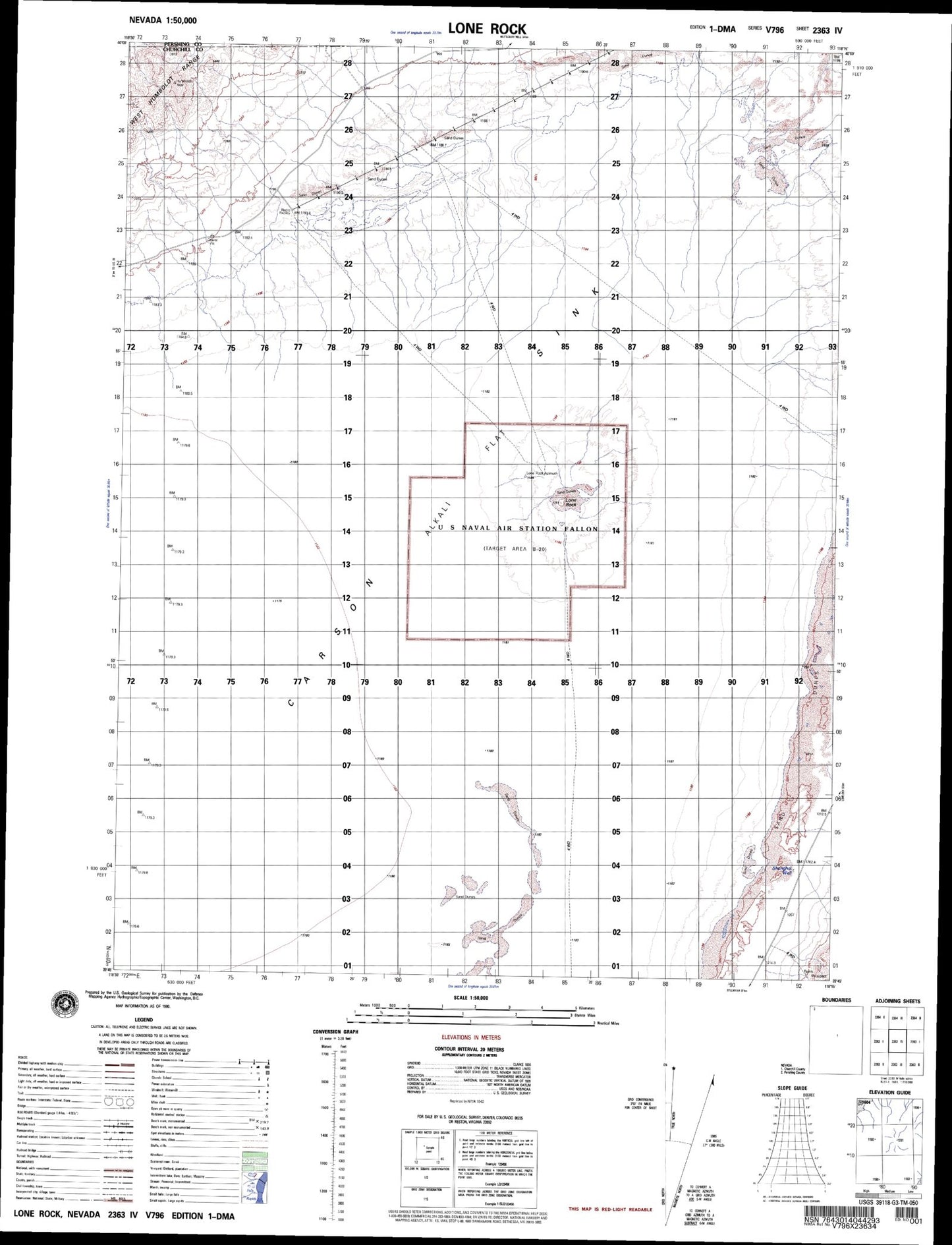 Lone Rock Nevada Military 1:50,000 Map