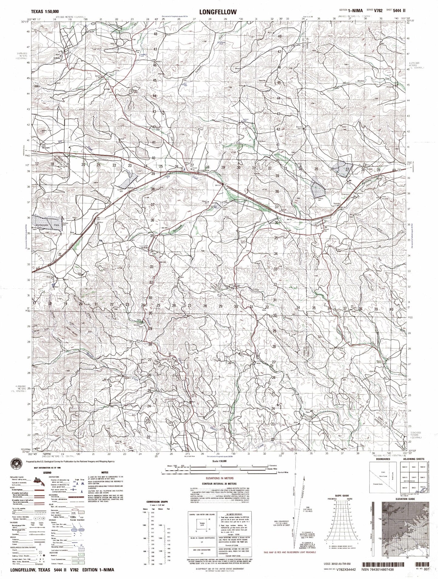 Longfellow Texas Military 1:50,000 Map