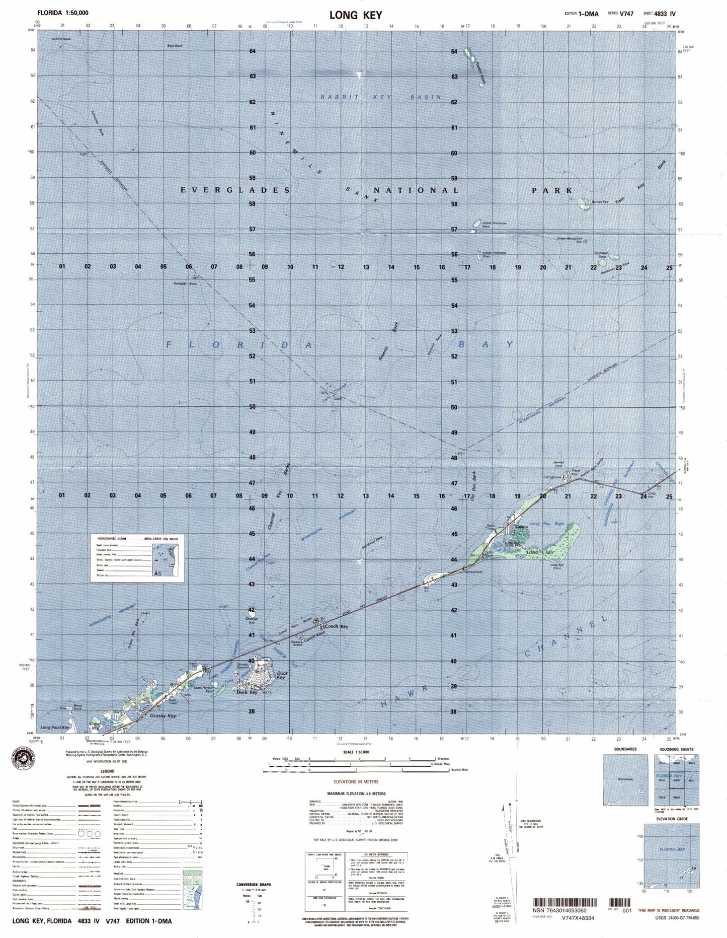 Long Key Florida Military 1:50,000 Map