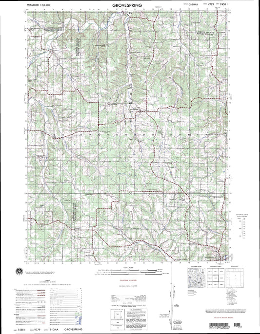 Long Lane Missouri Military 1:50,000 Map