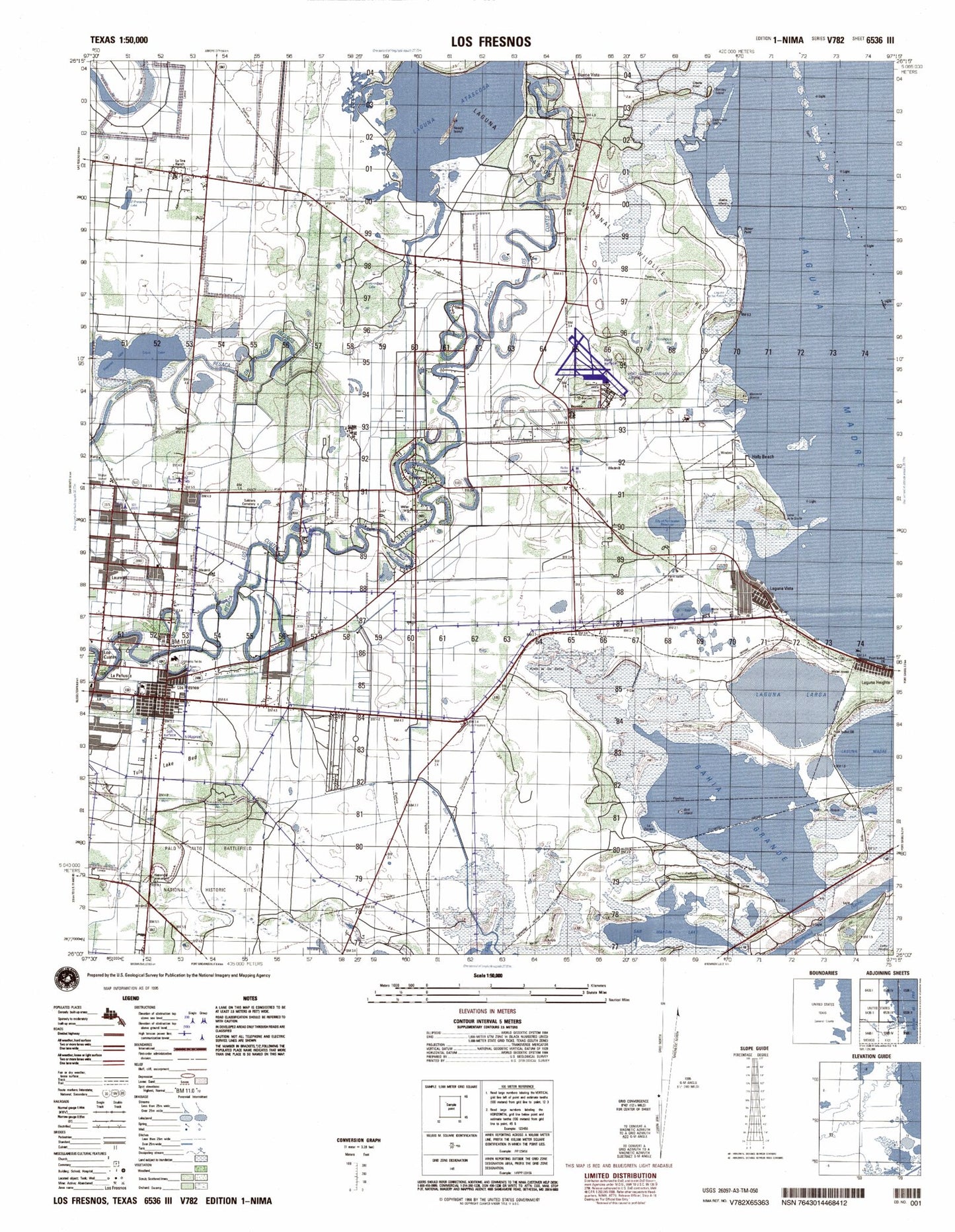 Los Fresnos Texas Military 1:50,000 Map