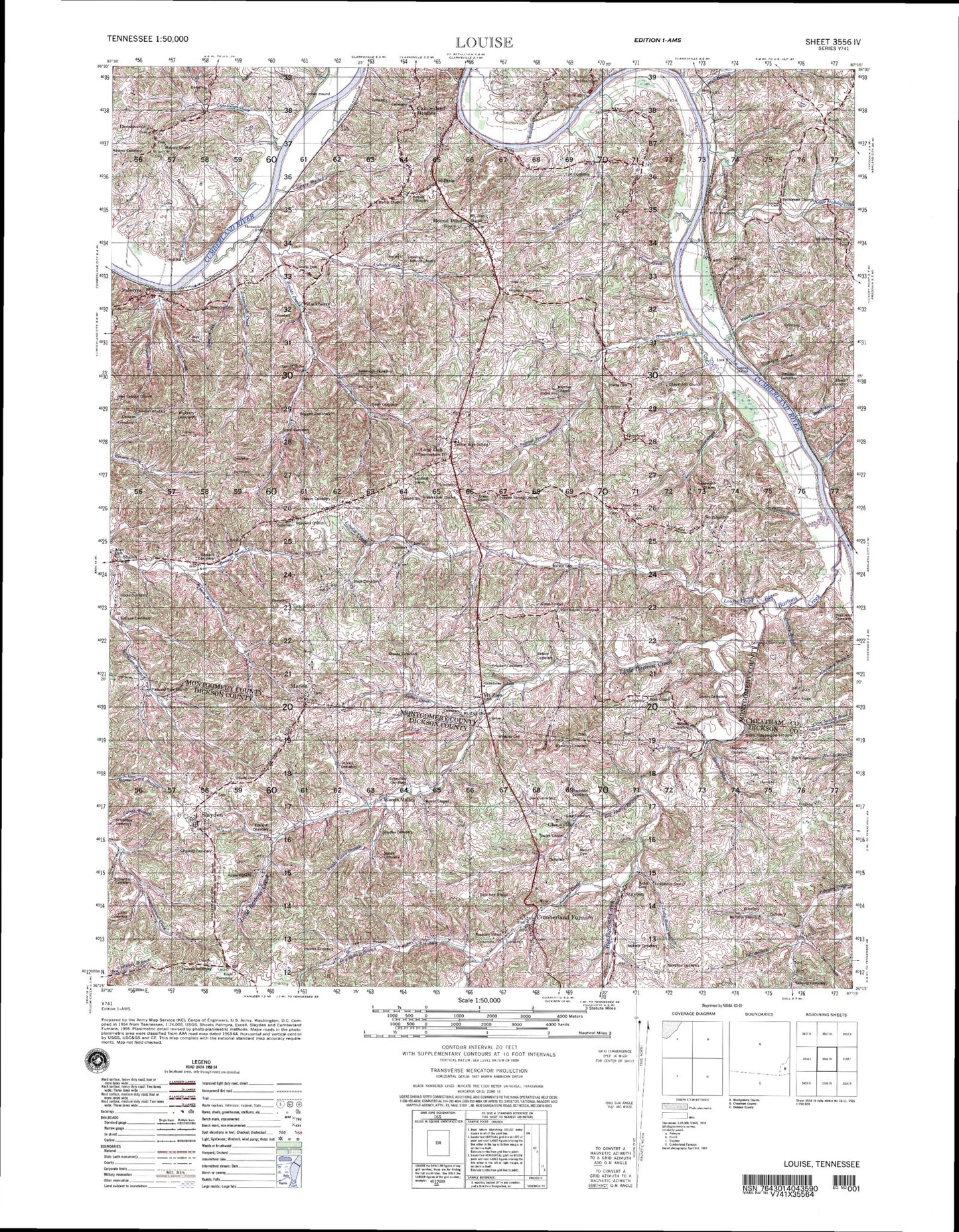 Louise Tennessee Military 1:50,000 Map