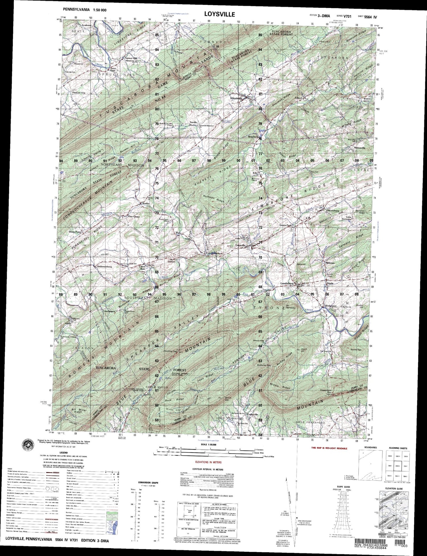 Loysville Pennsylvania Military 1:50,000 Map