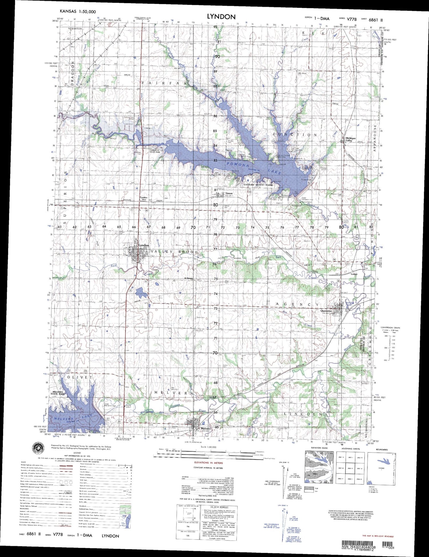 Lyndon Kansas Military 1:50,000 Map