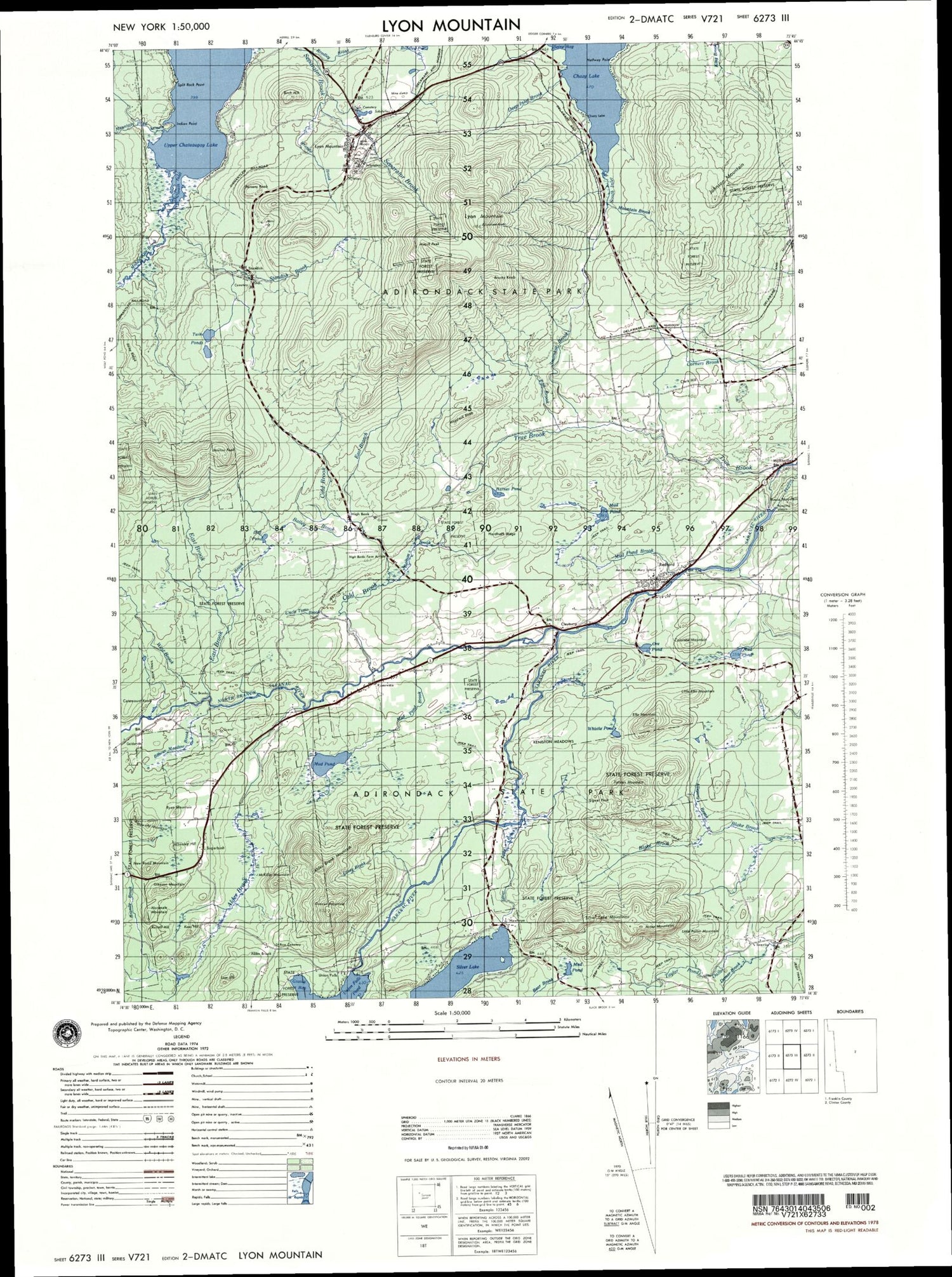 Lyon Mountain New York Military 1:50,000 Map