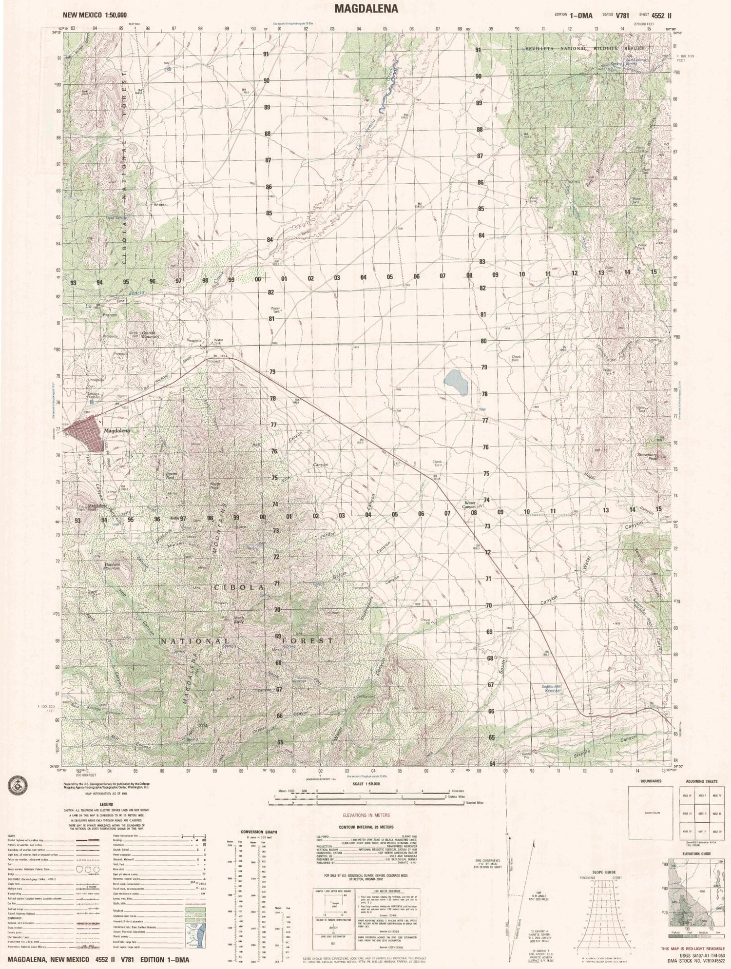 Magdalena New Mexico Military 1:50,000 Map