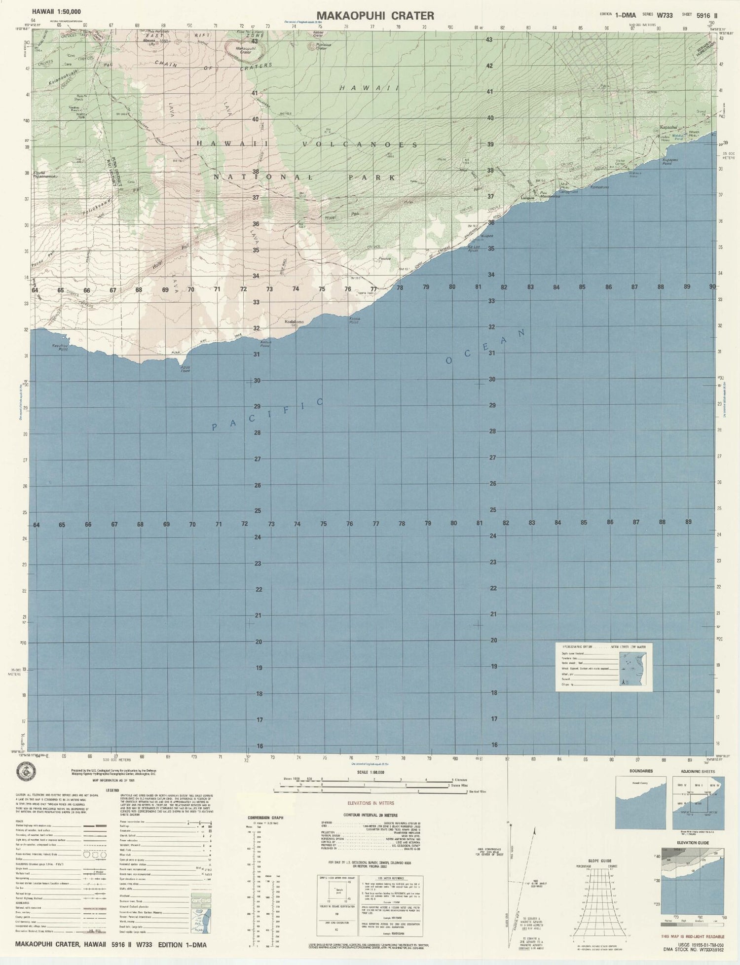 Makaopuhi Crater Hawaii Military 1:50,000 Map