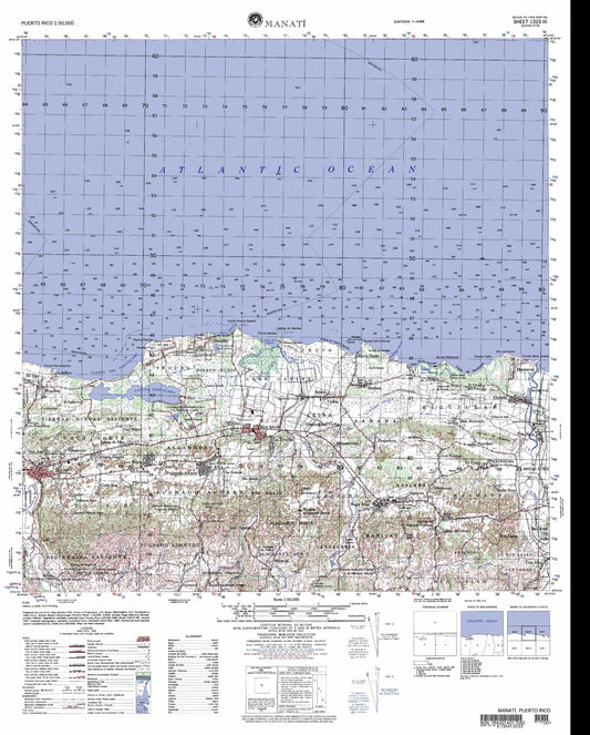 Manati Puerto Rico Military 1:50,000 Map