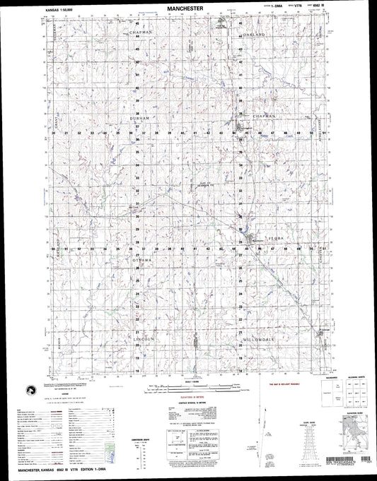 Manchester Kansas Military 1:50,000 Map