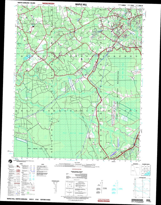 Maple Hill North Carolina Military 1:50,000 Map