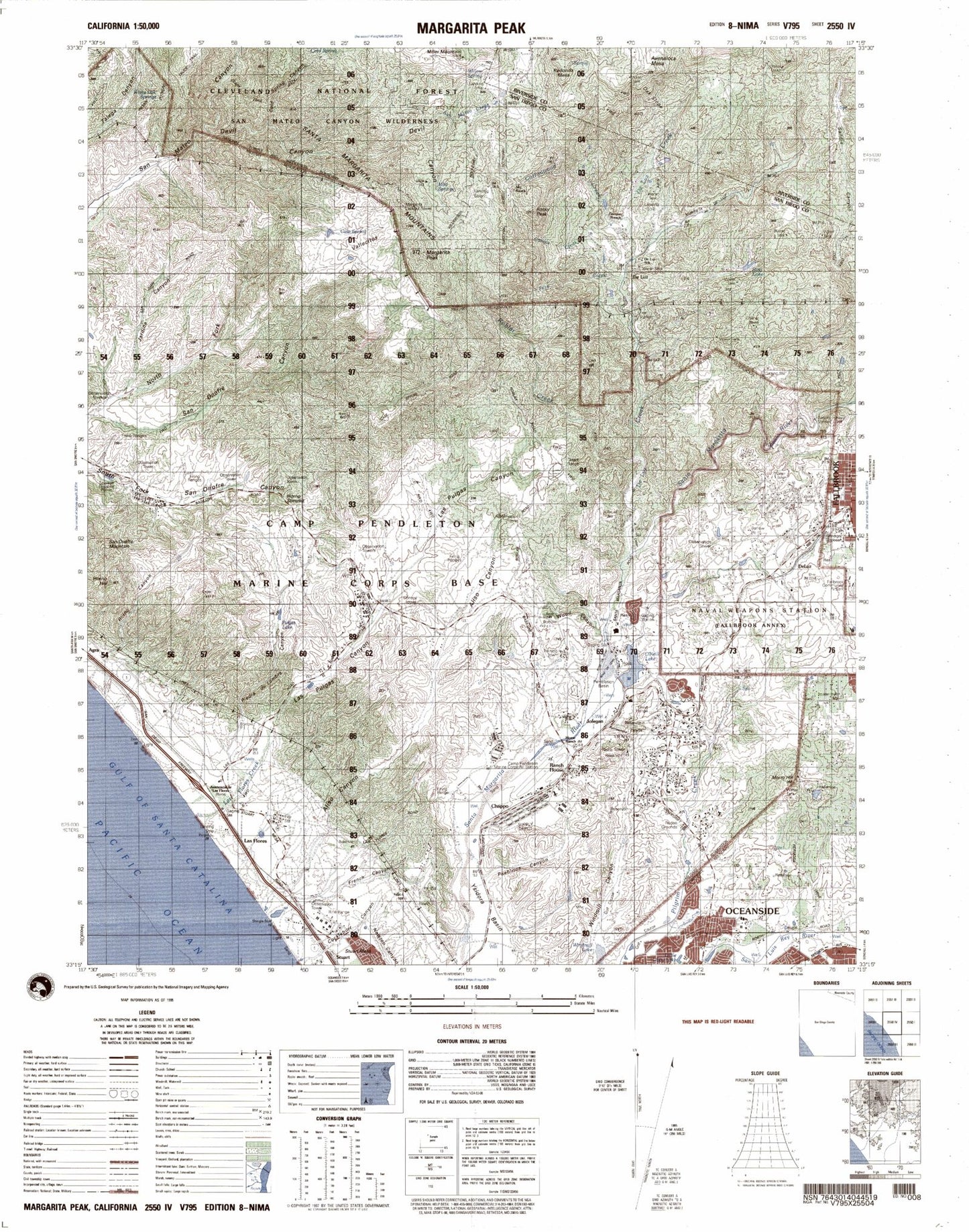 Margarita Peak California Military 1:50,000 Map