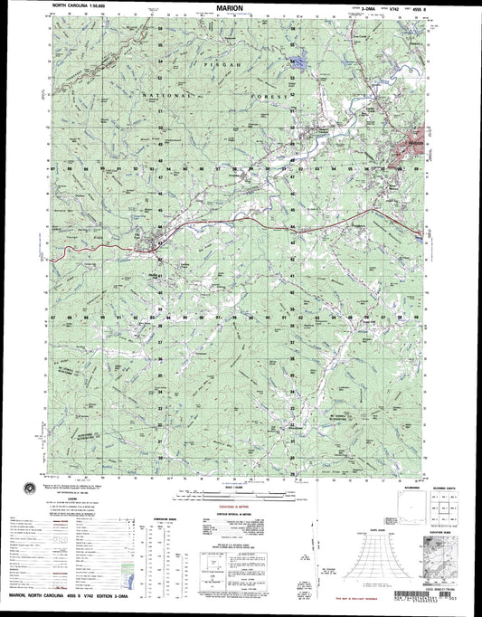 Marion North Carolina Military 1:50,000 Map