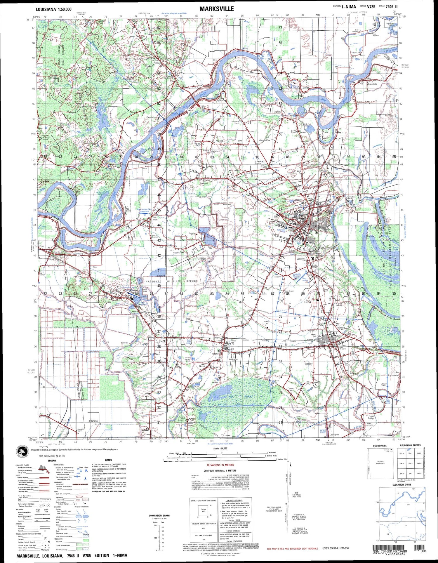 Marksville Louisiana Military 1:50,000 Map