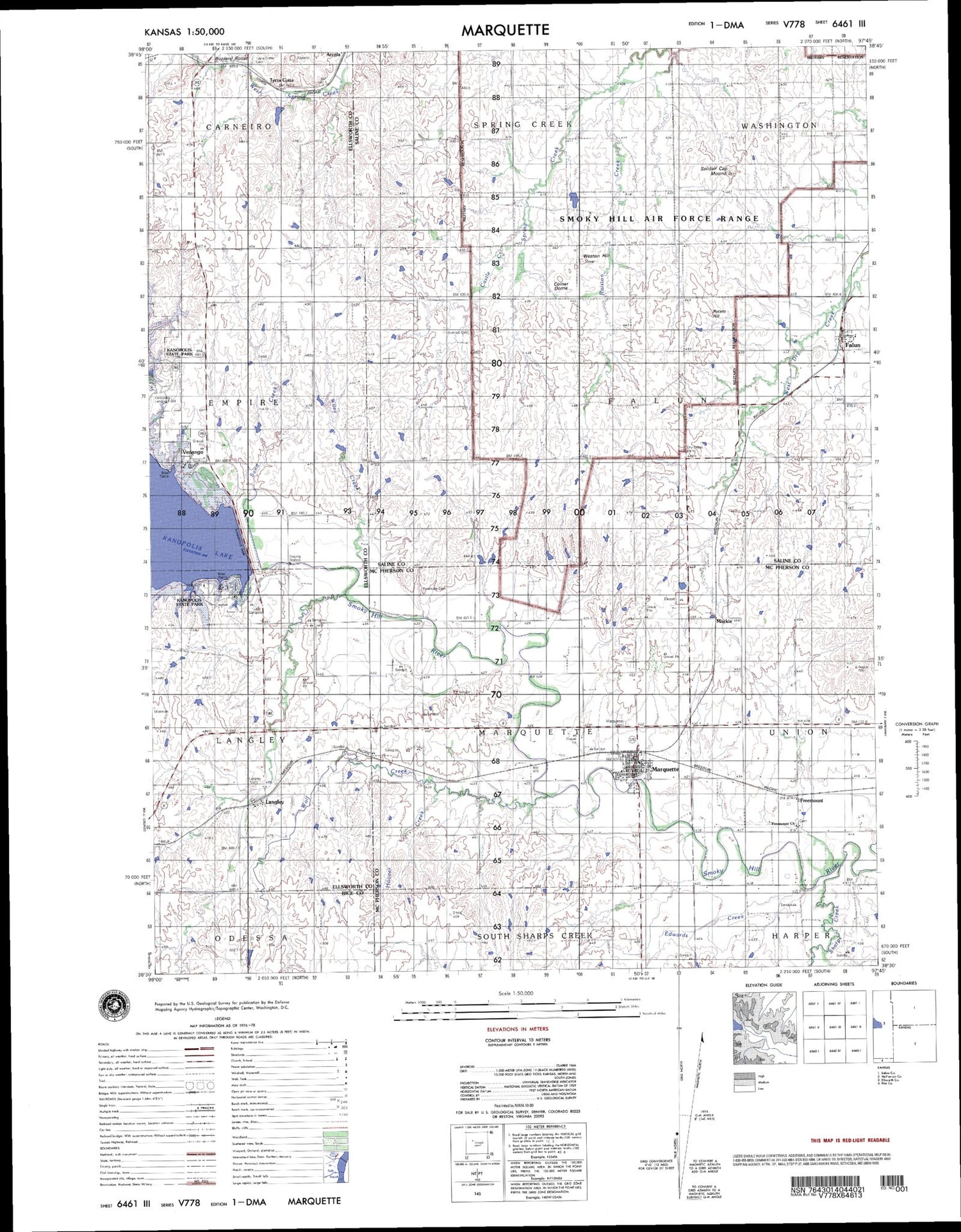 Marquette Kansas Military 1:50,000 Map