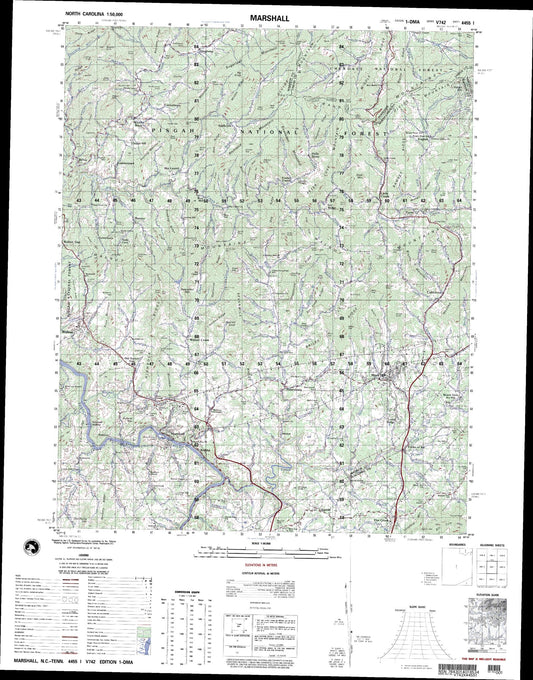 Marshall North Carolina Military 1:50,000 Map