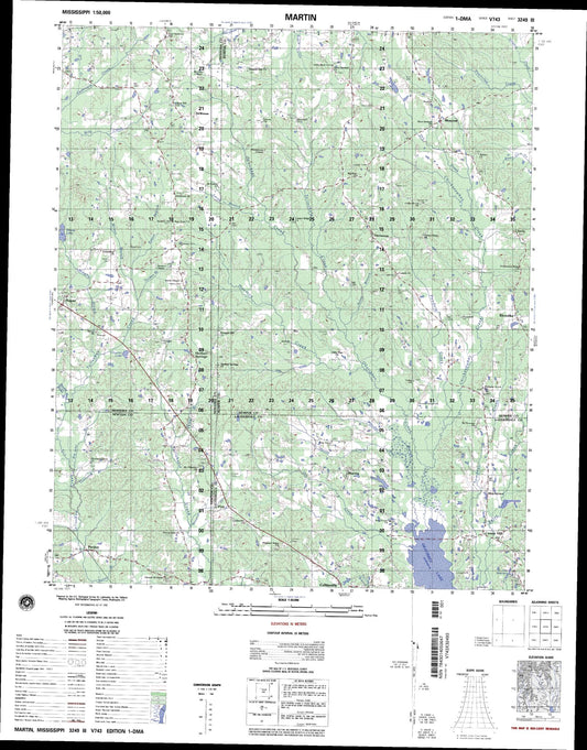 Martin Mississippi Military 1:50,000 Map