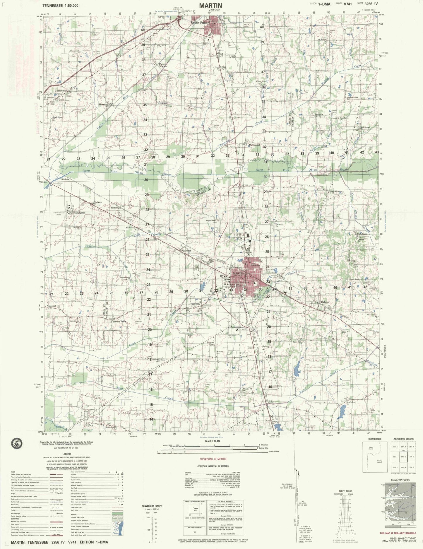 Martin Tennessee Military 1:50,000 Map