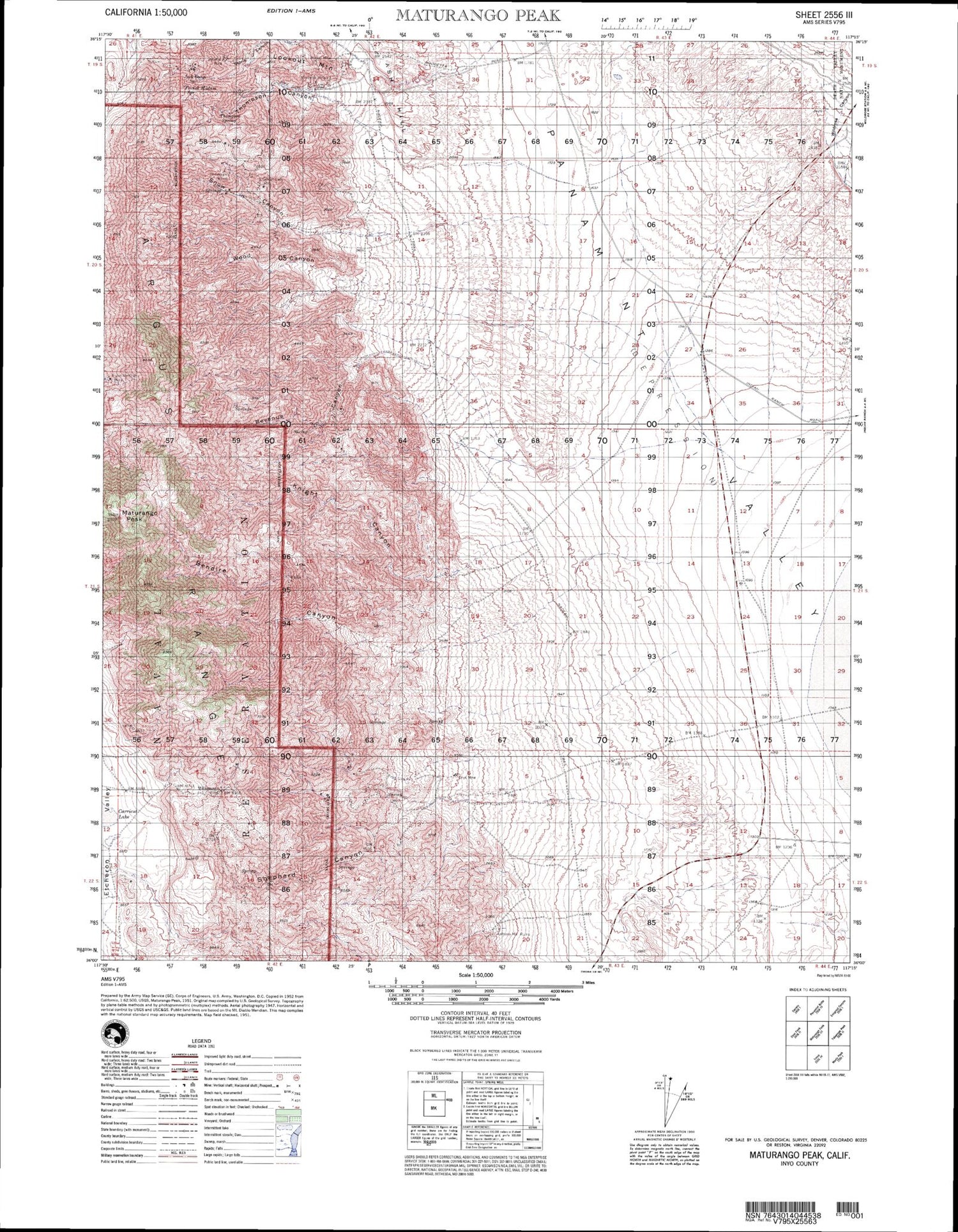 Maturango Peak California Military 1:50,000 Map