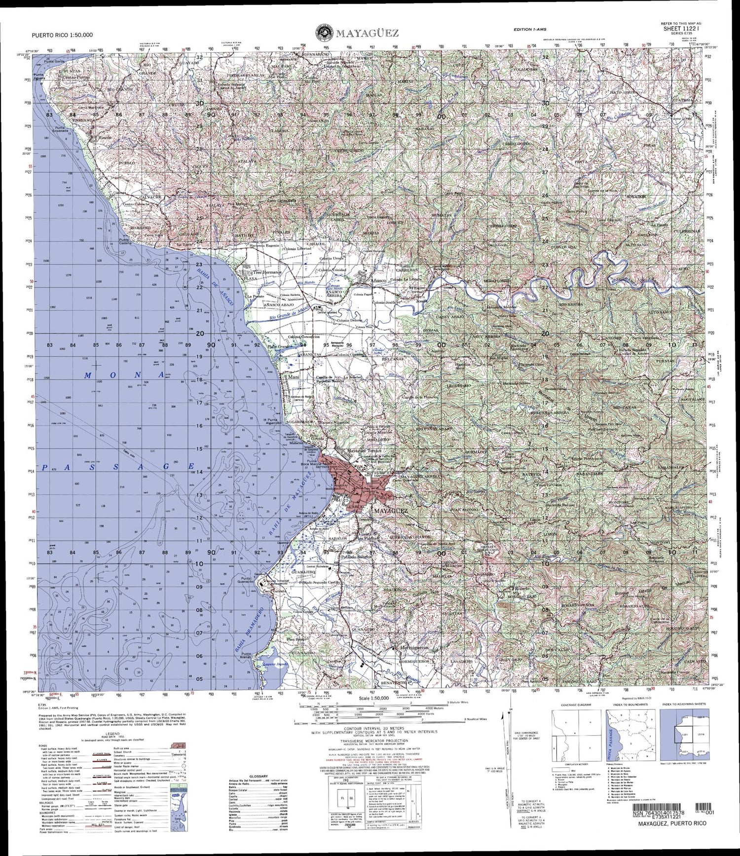 Mayaguez Puerto Rico Military 1:50,000 Map