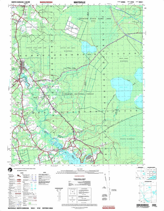 Maysville North Carolina Military 1:50,000 Map