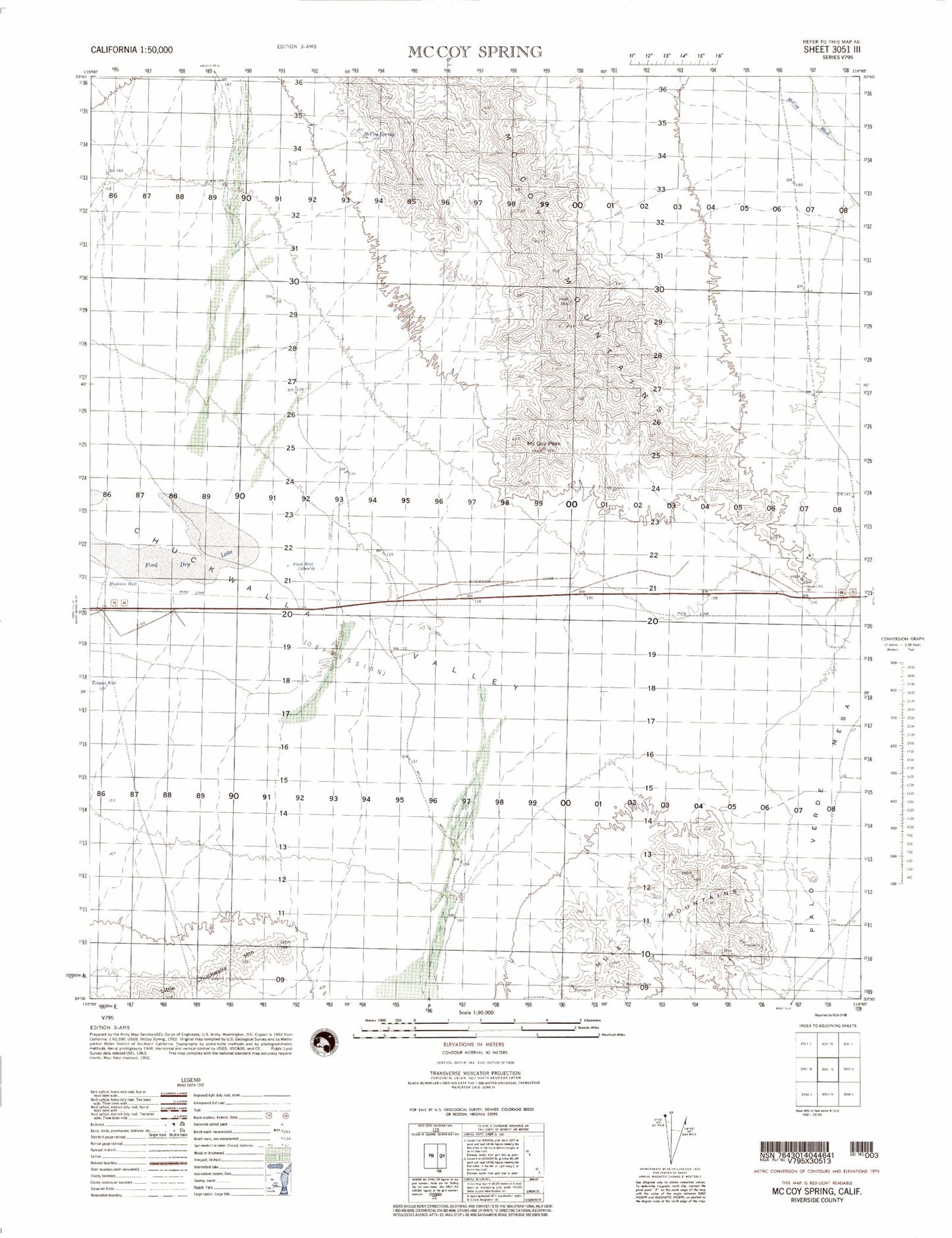 Mccoy Spring California Military 1:50,000 Map