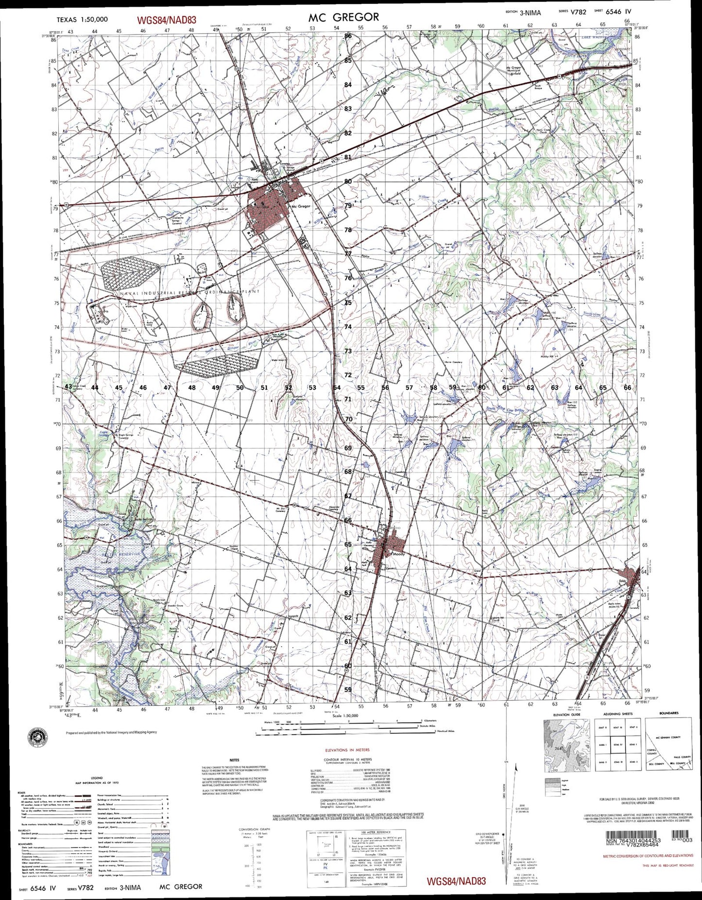 Mcgregor Texas Military 1:50,000 Map