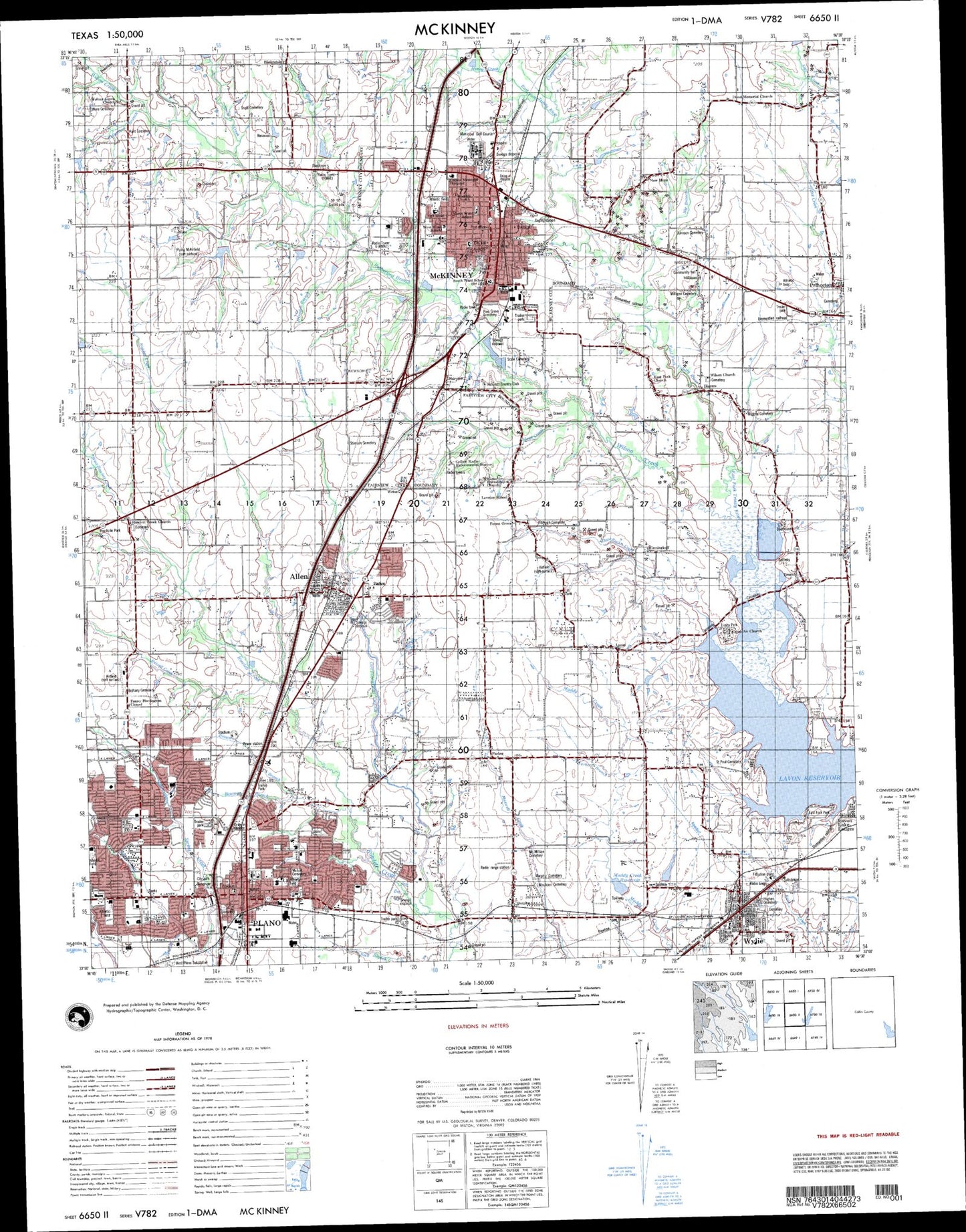 Mckinney Texas Military 1:50,000 Map