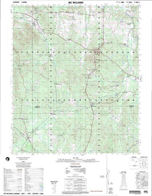 Mcwilliams Alabama Military 1:50,000 Map