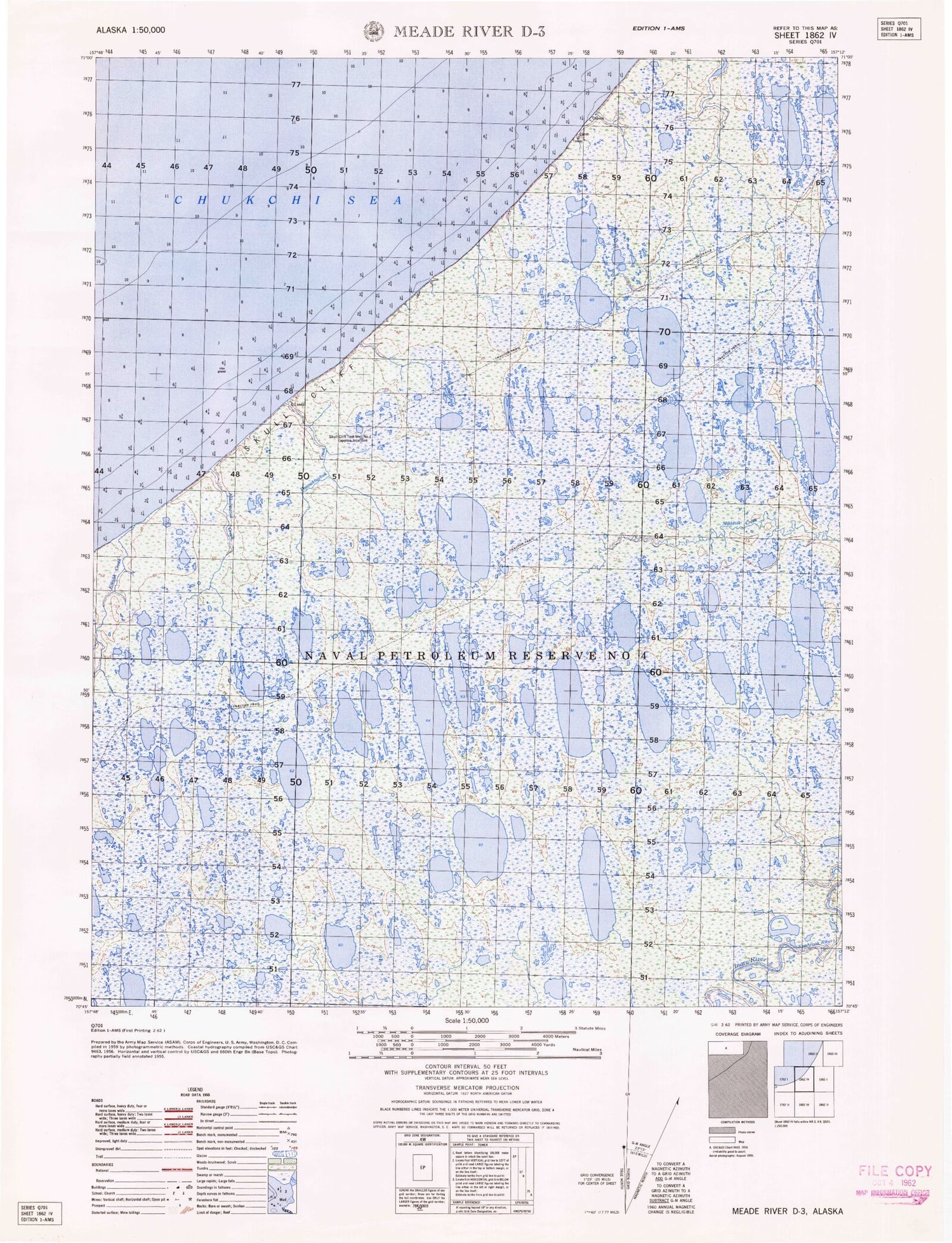 Meade River D-3 Alaska Military 1:50,000 Map