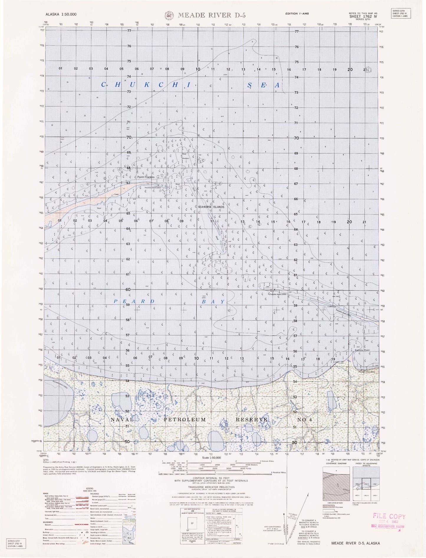 Meade River D-5 Alaska Military 1:50,000 Map