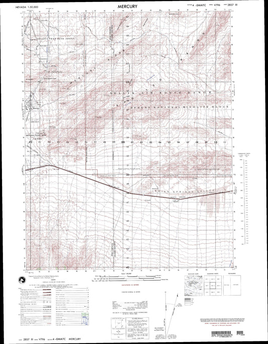 Mercury Nevada Military 1:50,000 Map