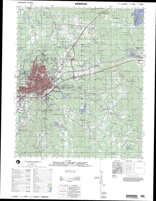 Meridian Mississippi Military 1:50,000 Map