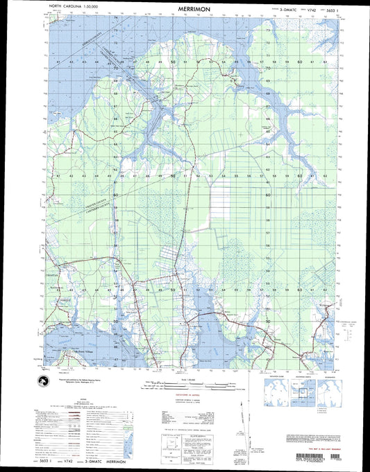 Merrimon North Carolina Military 1:50,000 Map