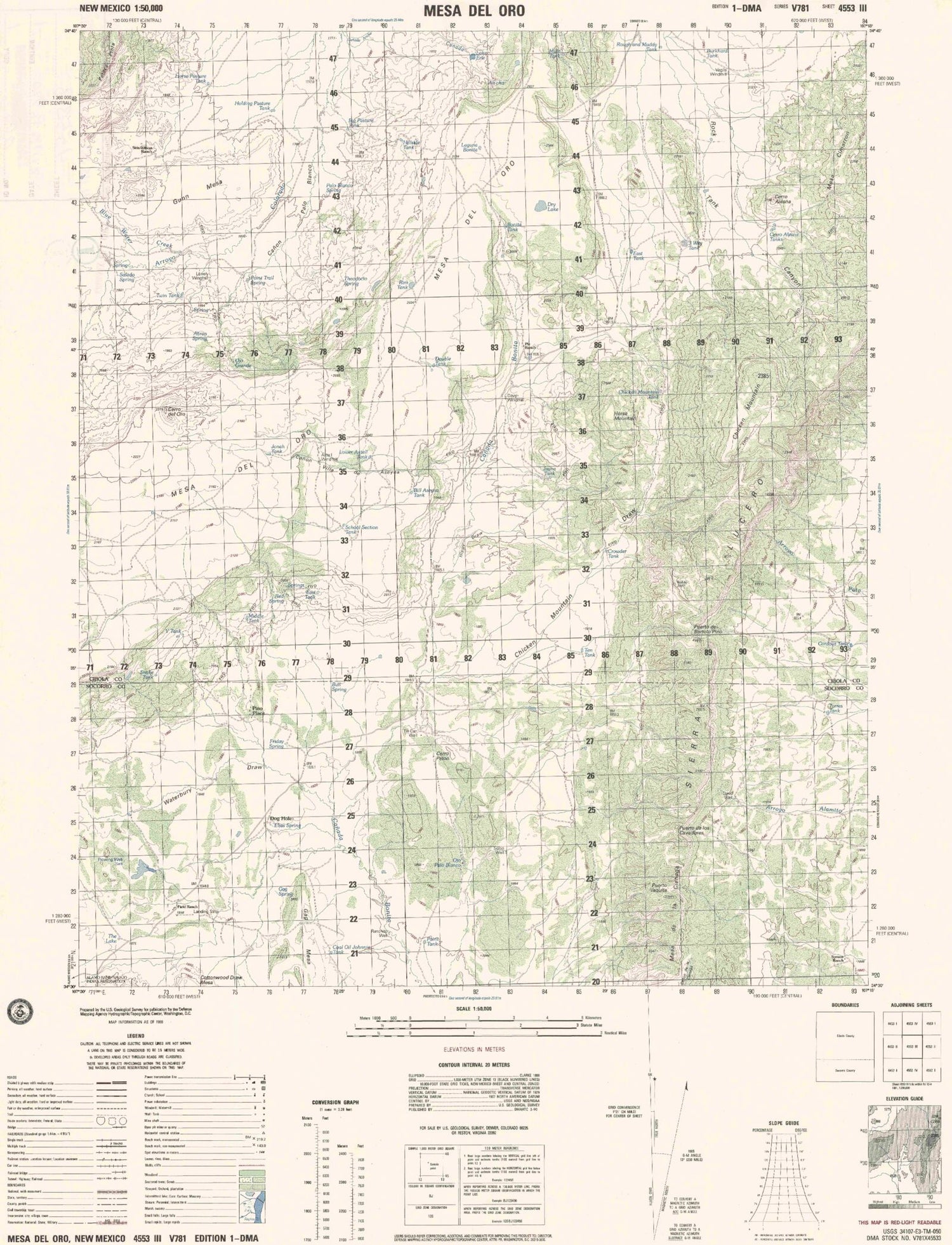 Mesa Del Oro New Mexico Military 1:50,000 Map