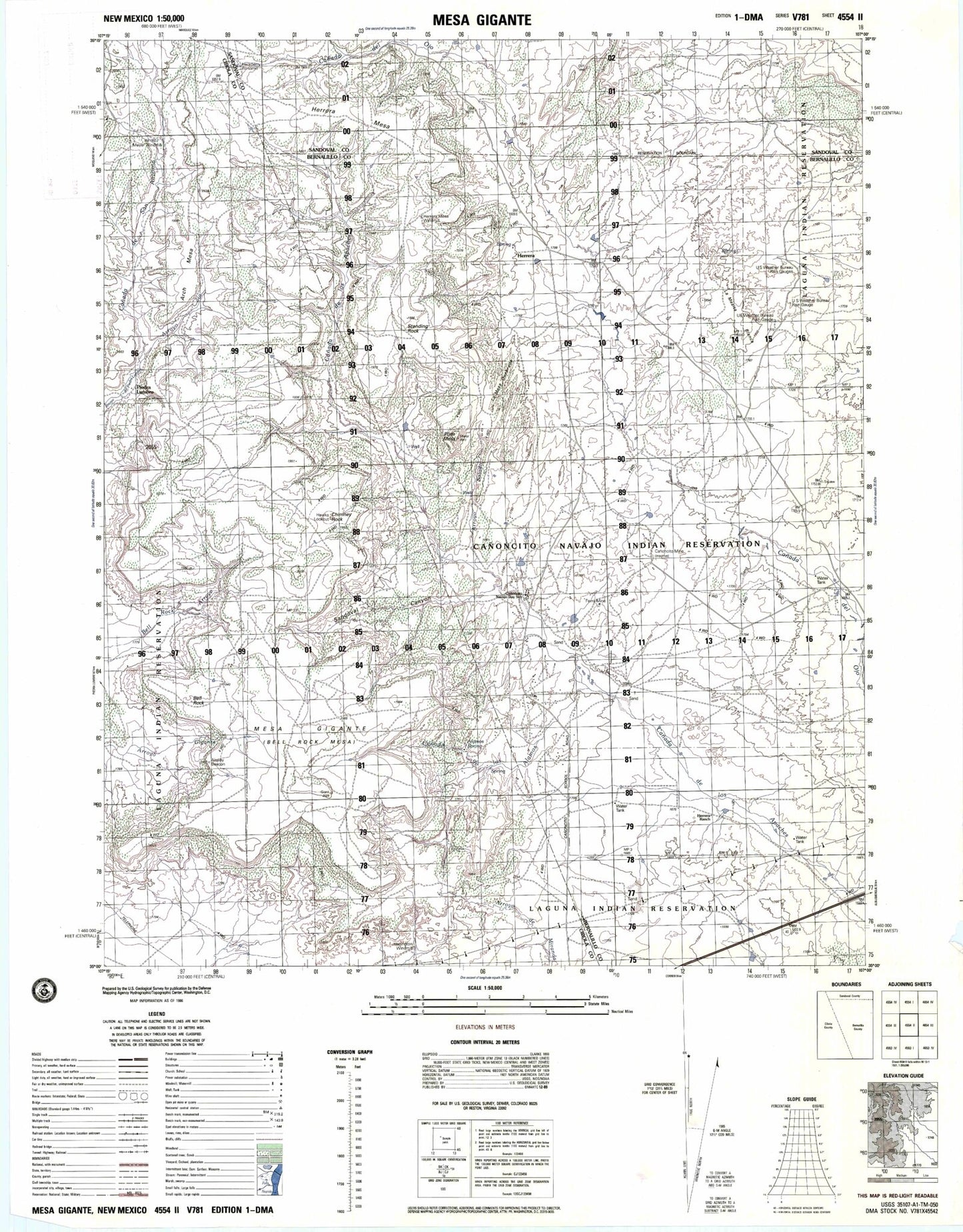 Mesa Gigante New Mexico Military 1:50,000 Map