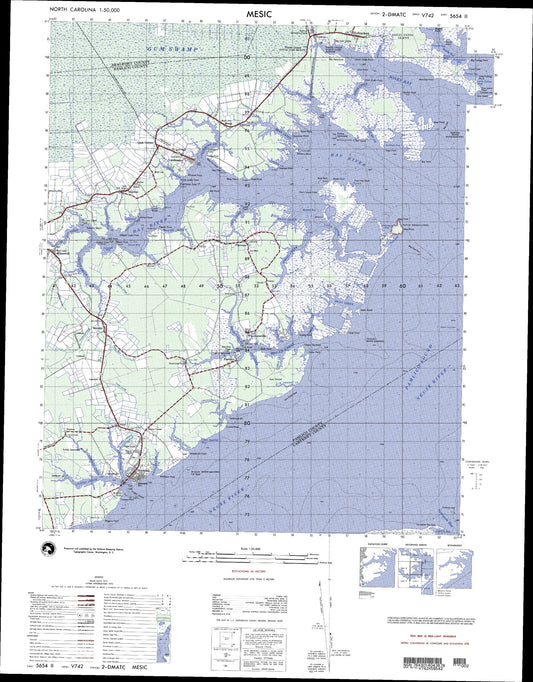 Mesic North Carolina Military 1:50,000 Map