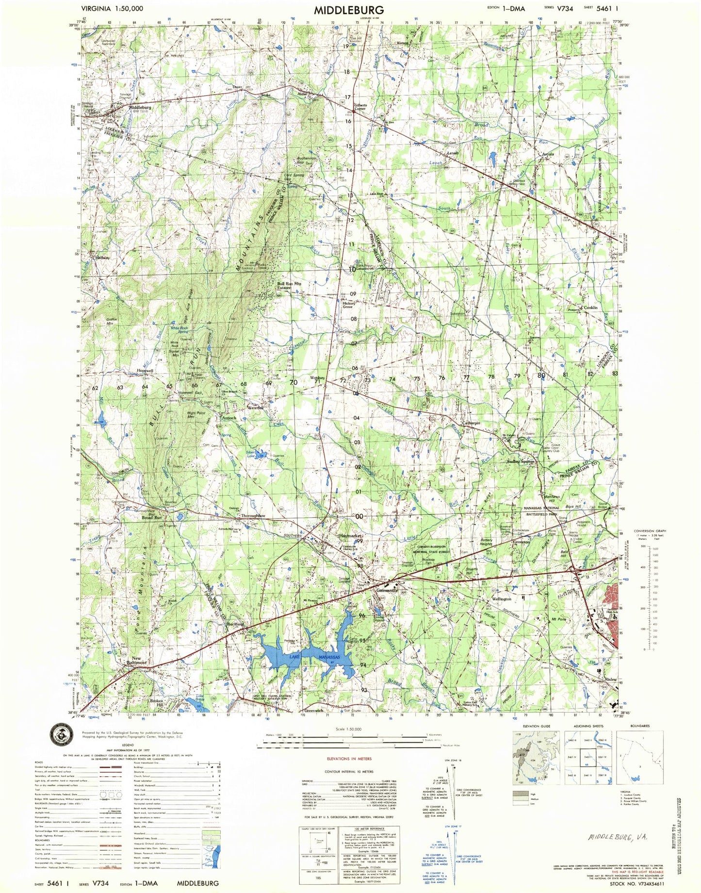 Middleburg Virginia Military 1:50,000 Map