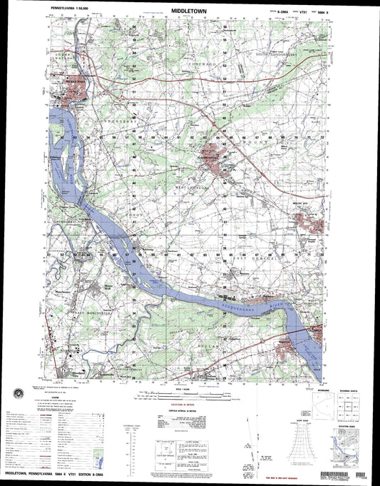 Middletown Pennsylvania Military 1:50,000 Map