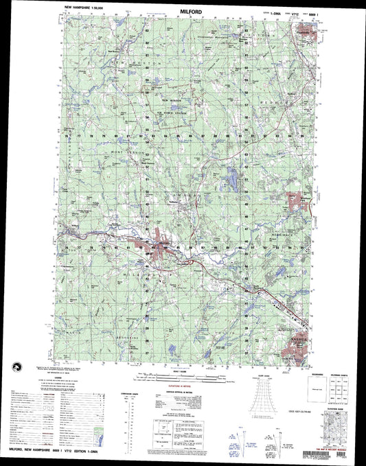 Milford New Hampshire Military 1:50,000 Map