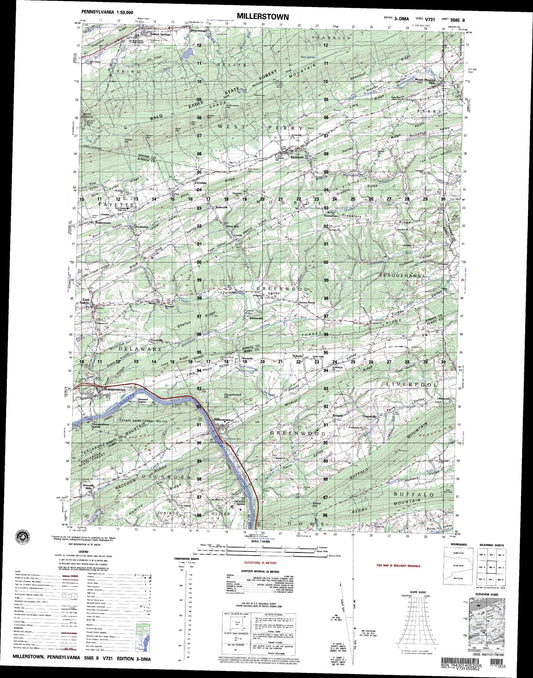 Millerstown Pennsylvania Military 1:50,000 Map