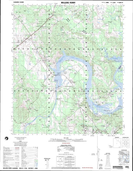 Millers Ferry Alabama Military 1:50,000 Map