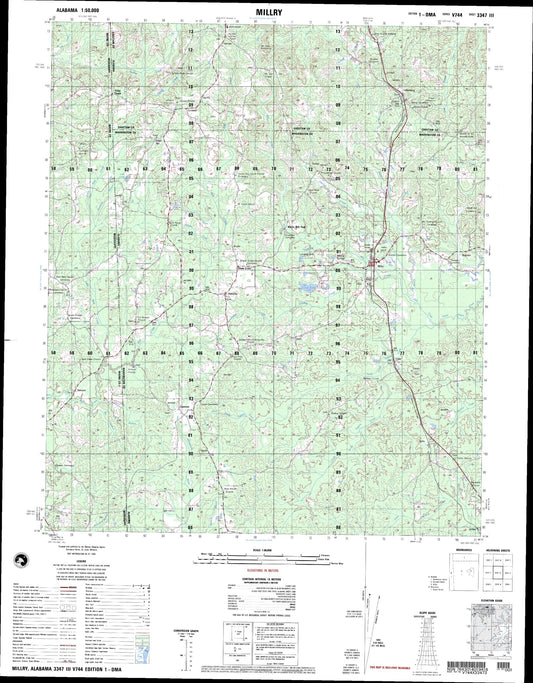 Millry Alabama Military 1:50,000 Map