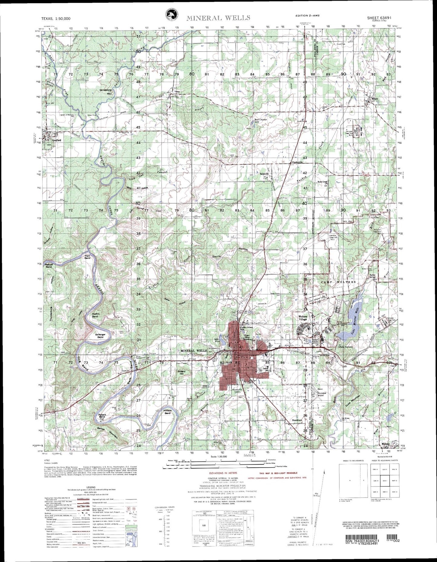 Mineral Wells Texas Military 1:50,000 Map