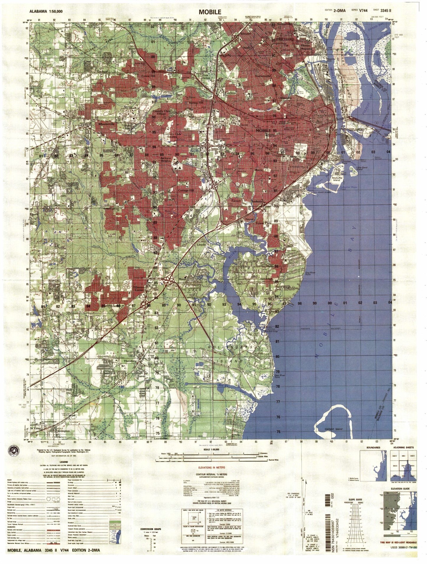 Mobile Alabama Military 1:50,000 Map