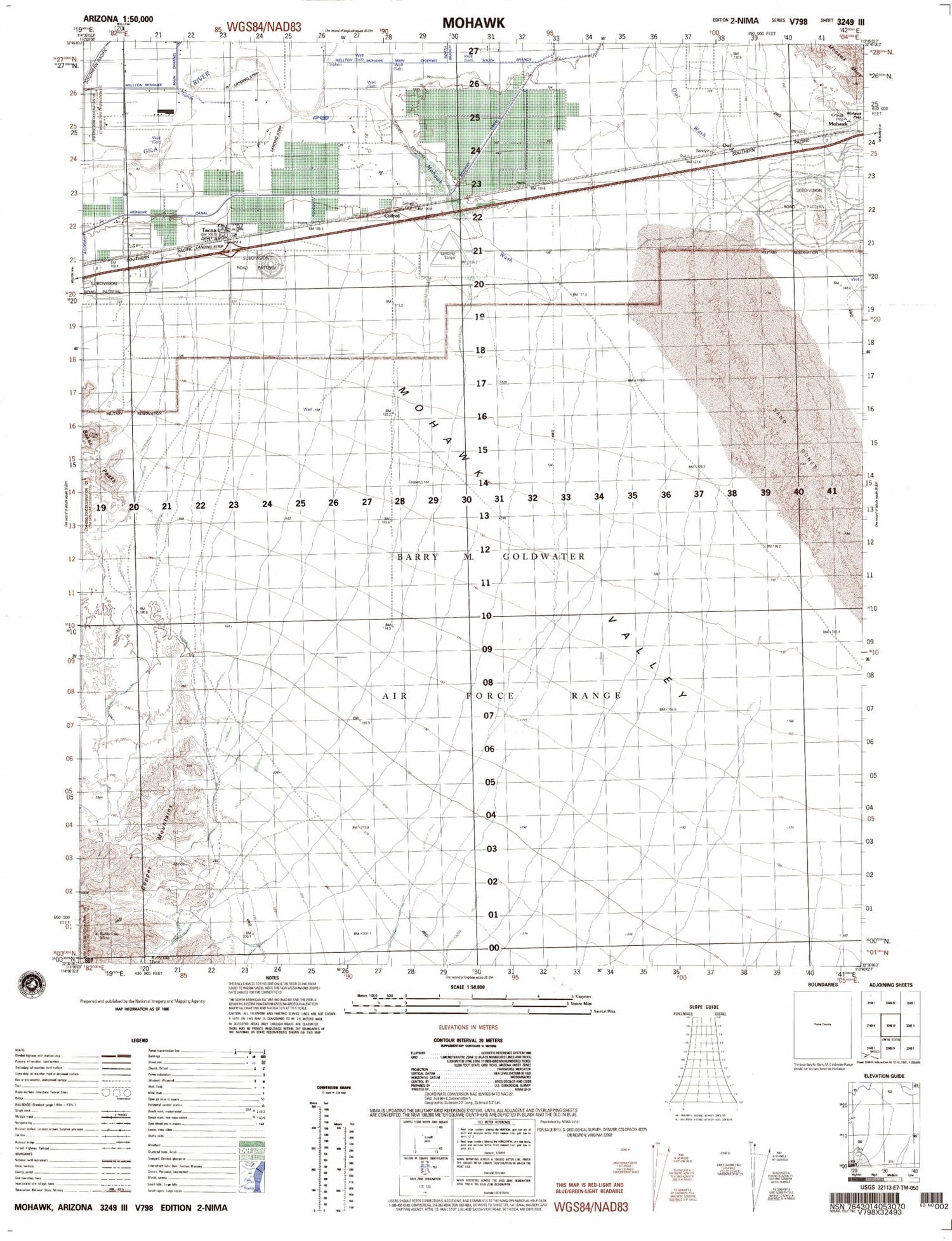 Mohawk Arizona Military 1:50,000 Map